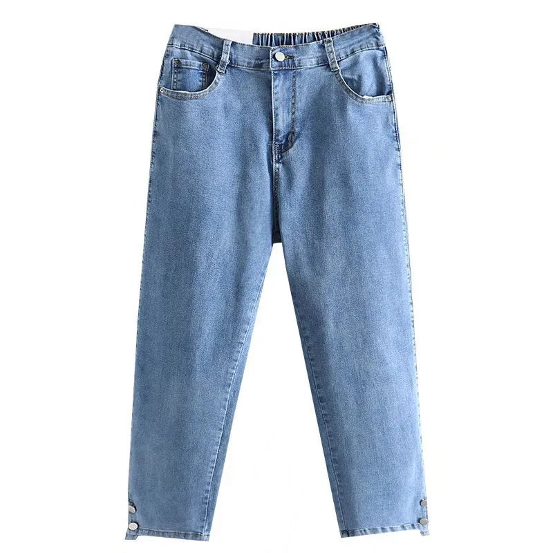 Spring Autumn Women Drainpipe Jeans Plus Size Denim