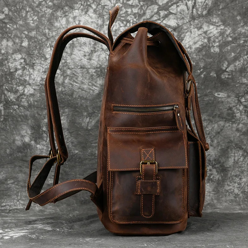 Leather Backpack For Men Laptop Travel Backpack 17 Inch Daypack