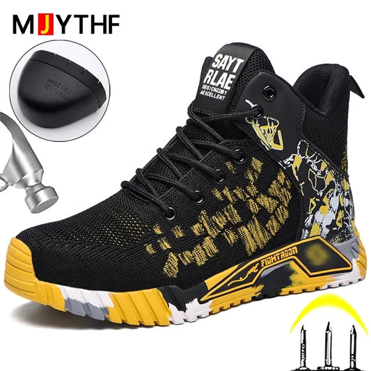 High Top Safety Shoes For Men's Anti Impact And Anti Puncture