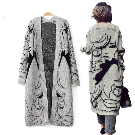 Autumn Winter Fashion Women loose knitting cardigan sweater