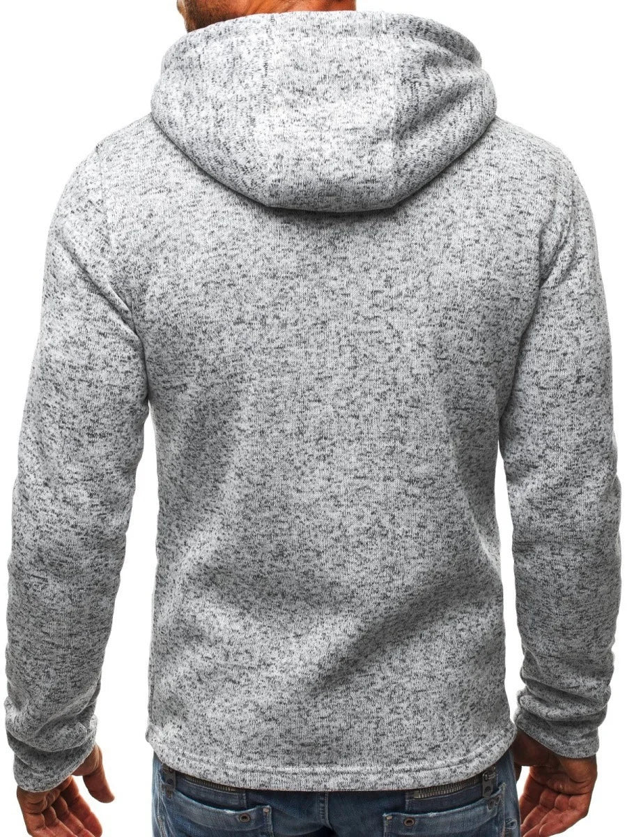 Men's Hoodie with Side Zipper Thin Wool Solid Color Tracksuit