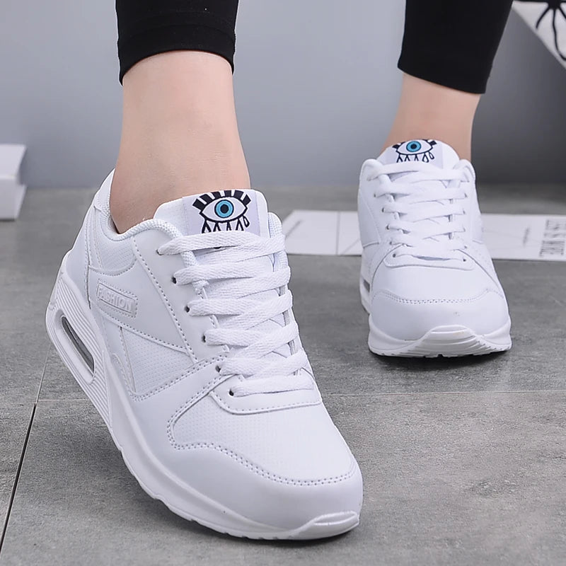 Women Fashion Sneakers Air Cushion Sports Pu Leather Sneakers