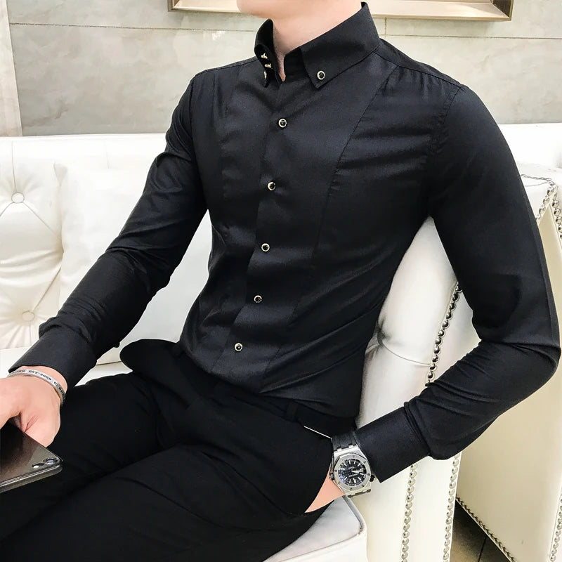 Men's Shirts Luxury Brand Long Sleeve Elegant Business