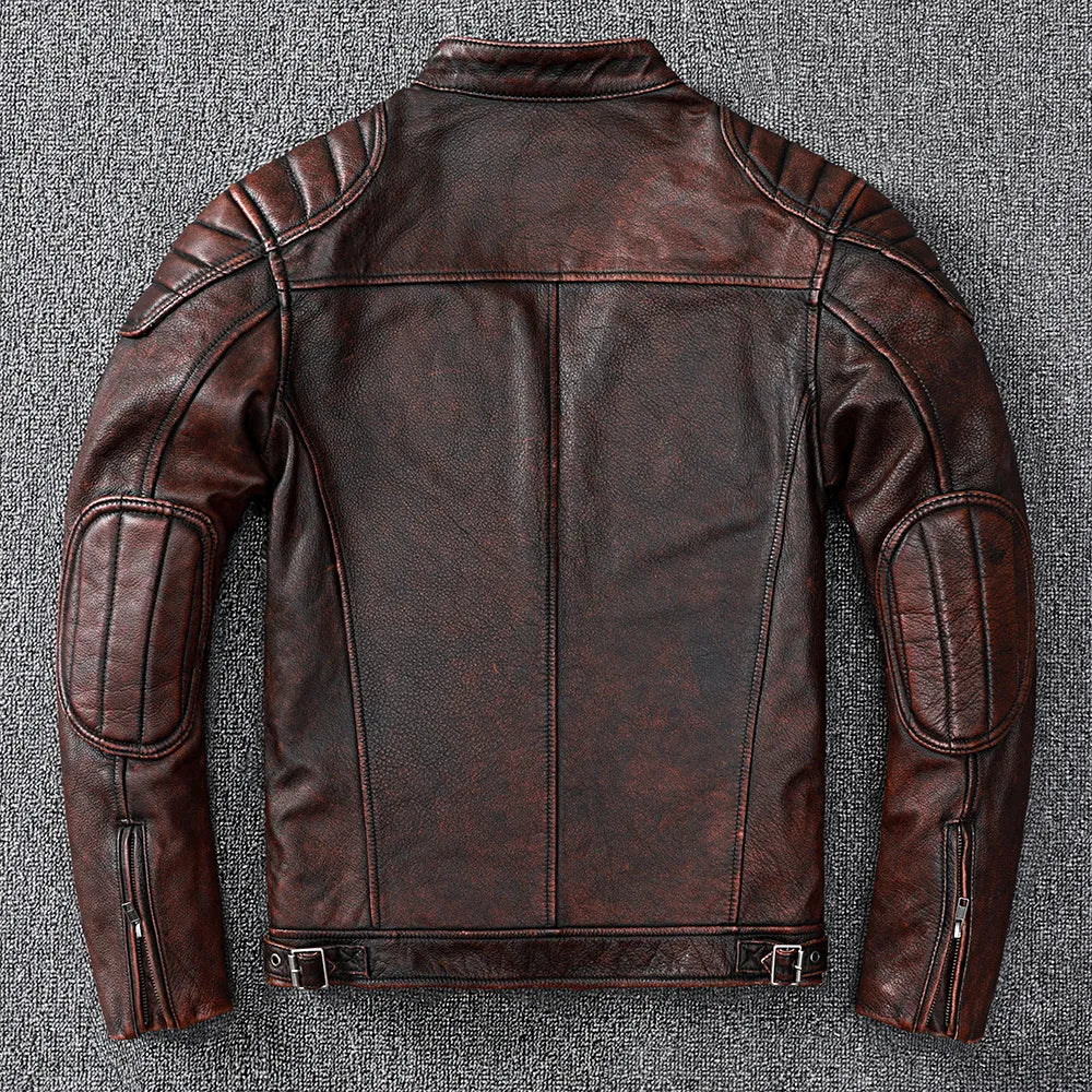 Vintage Brown Genuine Leather Motorcycle jacket