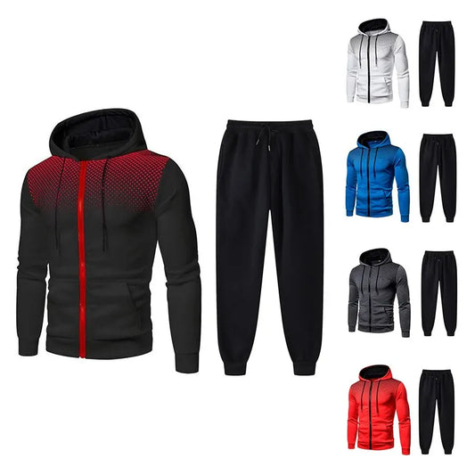 Men's Tracksuit Two-Piece Hoodie Zipper Hooded Set