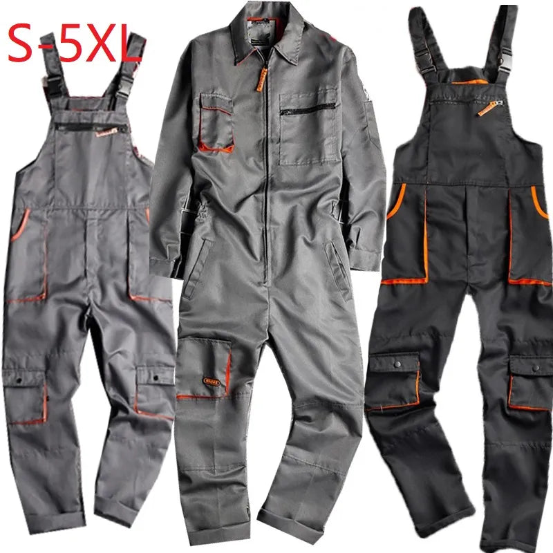 Men Cargo Overalls Zipper Fly Pockets Rompers Jumpsuit