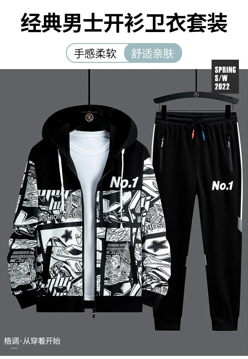 2024 Spring Men Hoodie Tracksuit 2 Piece Streetwear