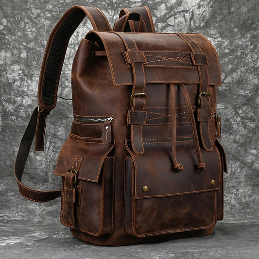 Leather Backpack For Men Laptop Travel Backpack 17 Inch Daypack