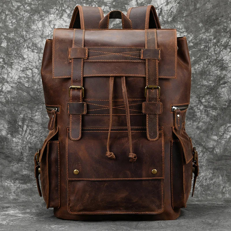 Leather Backpack For Men Laptop Travel Backpack 17 Inch Daypack