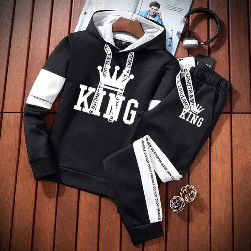 New Men's Tracksuit Set High Quality Hoodies And Sweatpants Casual Sports