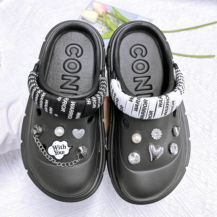 Women's Fashion Charms 2024 Clogs Thick Sole High Quality