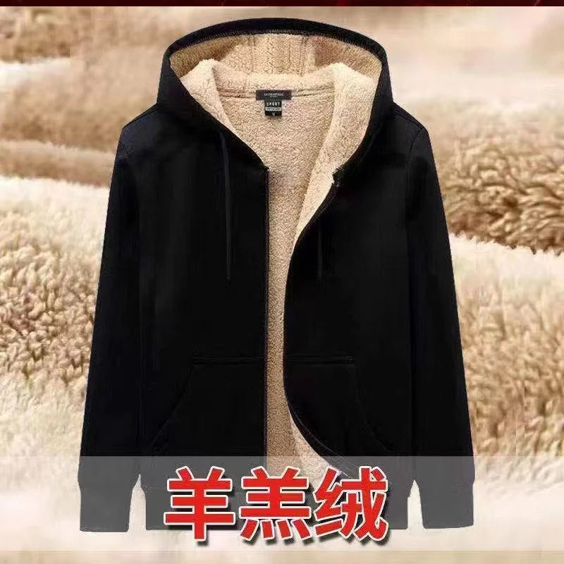 Men's Tracksuit Lamb Cashmere Winter Wool Hooded Tracksuit Sportswear