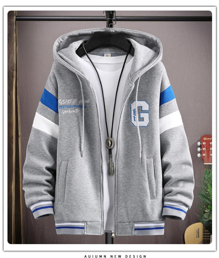 Men's Outdoor Sports 2 Pieces Tracksuit Hooded Sportswear with bold Print