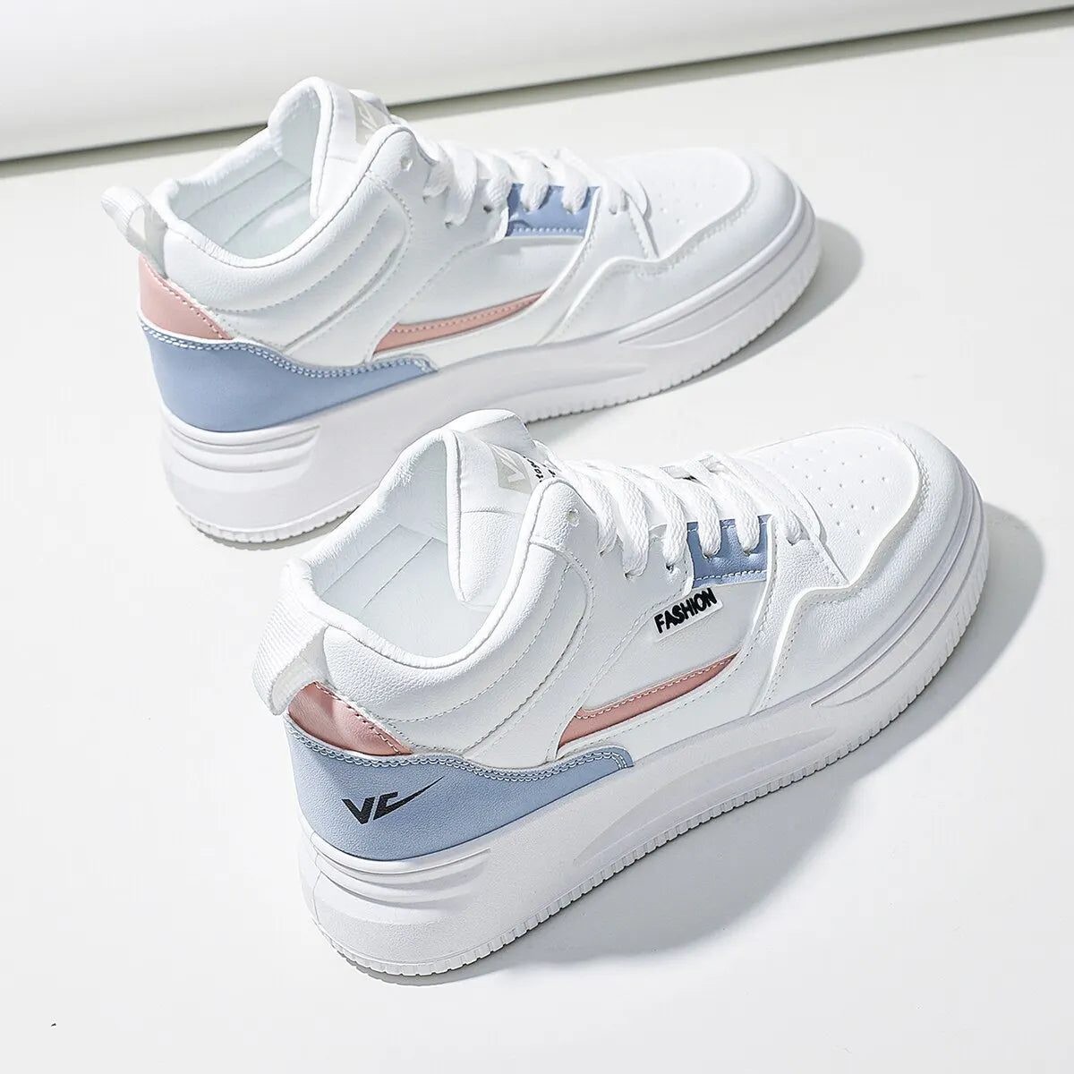 2024 Women White Color block High-top Sneakers Lightweight