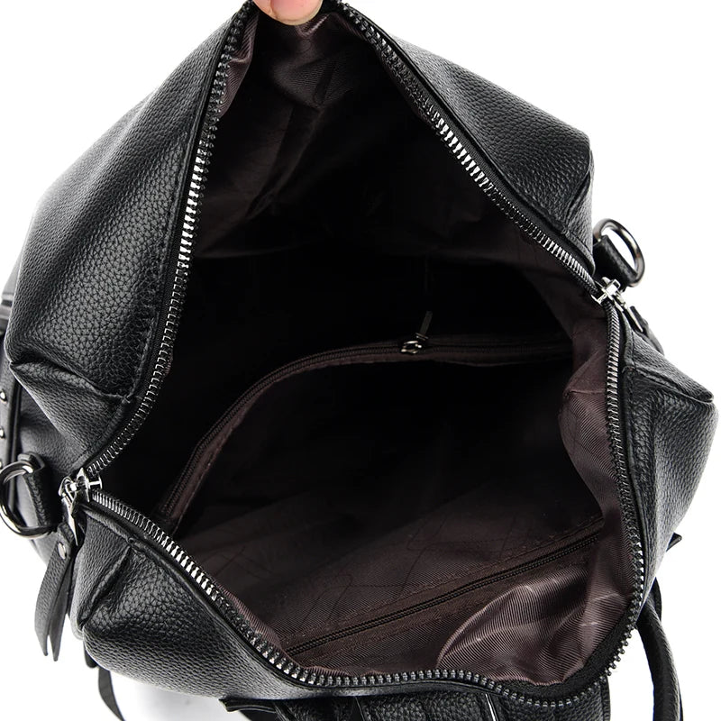 Genuine Brand Women Leather Backpack High Quality Bookbag