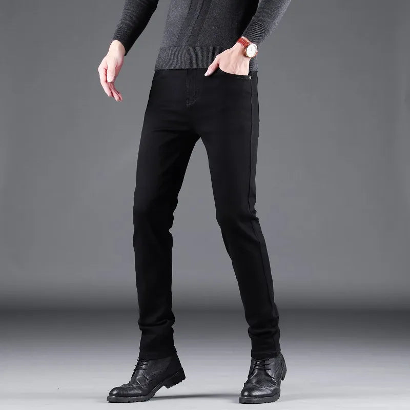 Classic Business casual Jeans men Slim Stretch Denim