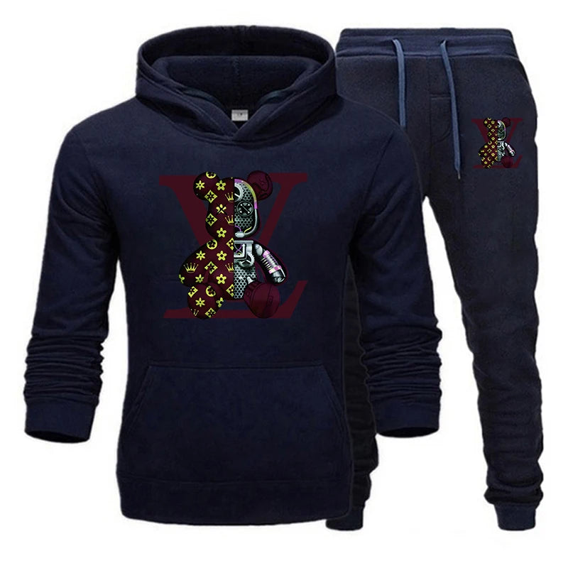 Men Classic Style Tracksuit Hoodie + Jogging Pants Outfits Casual High Quality Clothing