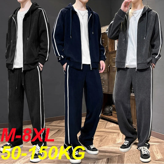 Big Size  Men's Tracksuit  Hoodie and Pants Winter Outfit