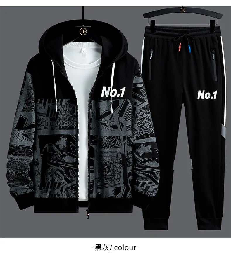 2024 Spring Men Hoodie Tracksuit 2 Piece Streetwear