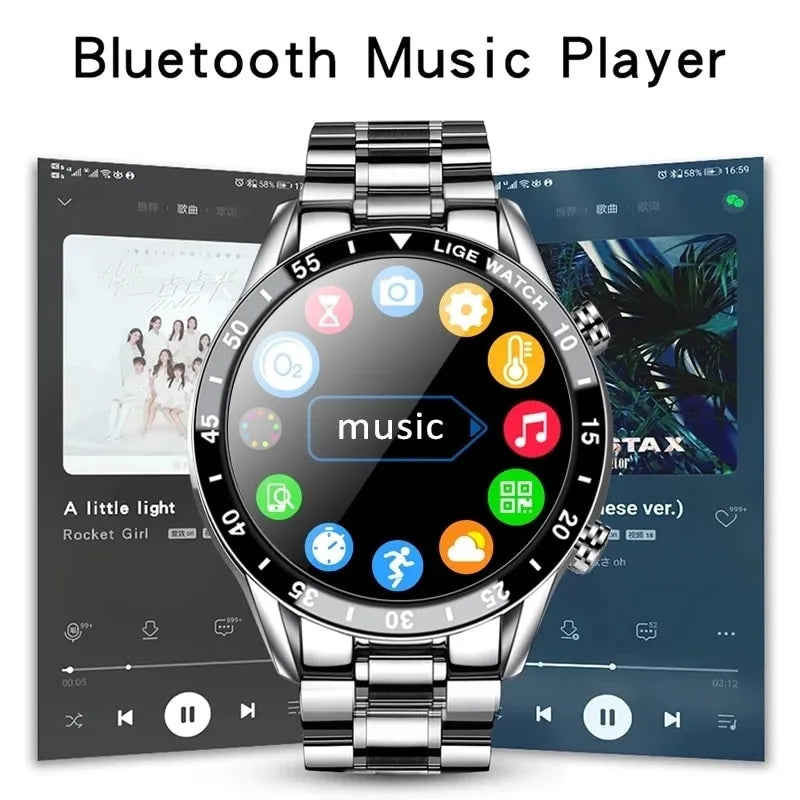 SmartWatch Men Full Circle Touch Screen Bluetooth Call Waterproof Sport