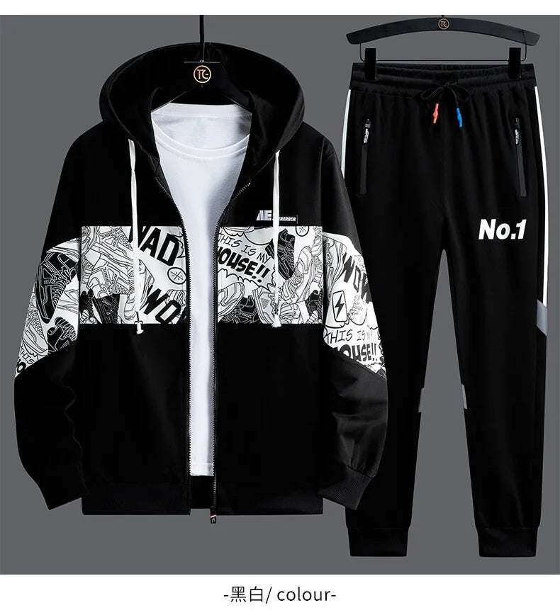 2024 Spring Men Hoodie Tracksuit 2 Piece Streetwear