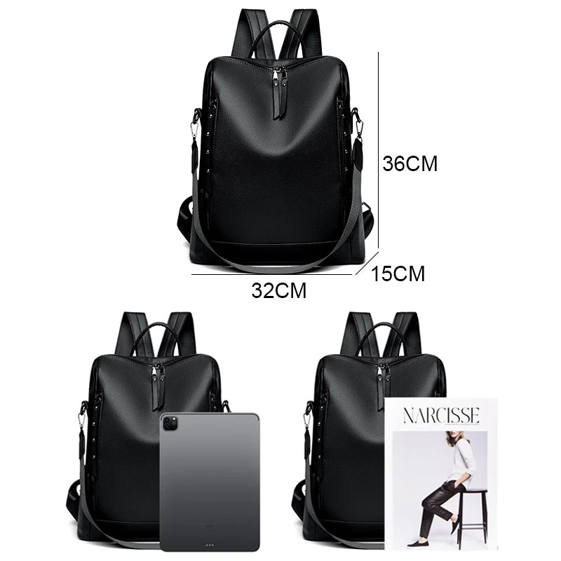 Genuine Brand Women Leather Backpack High Quality Bookbag