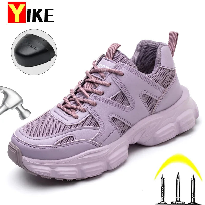 Women Work Safety Shoes Anti-puncture Steel Working Sneakers Indestructible