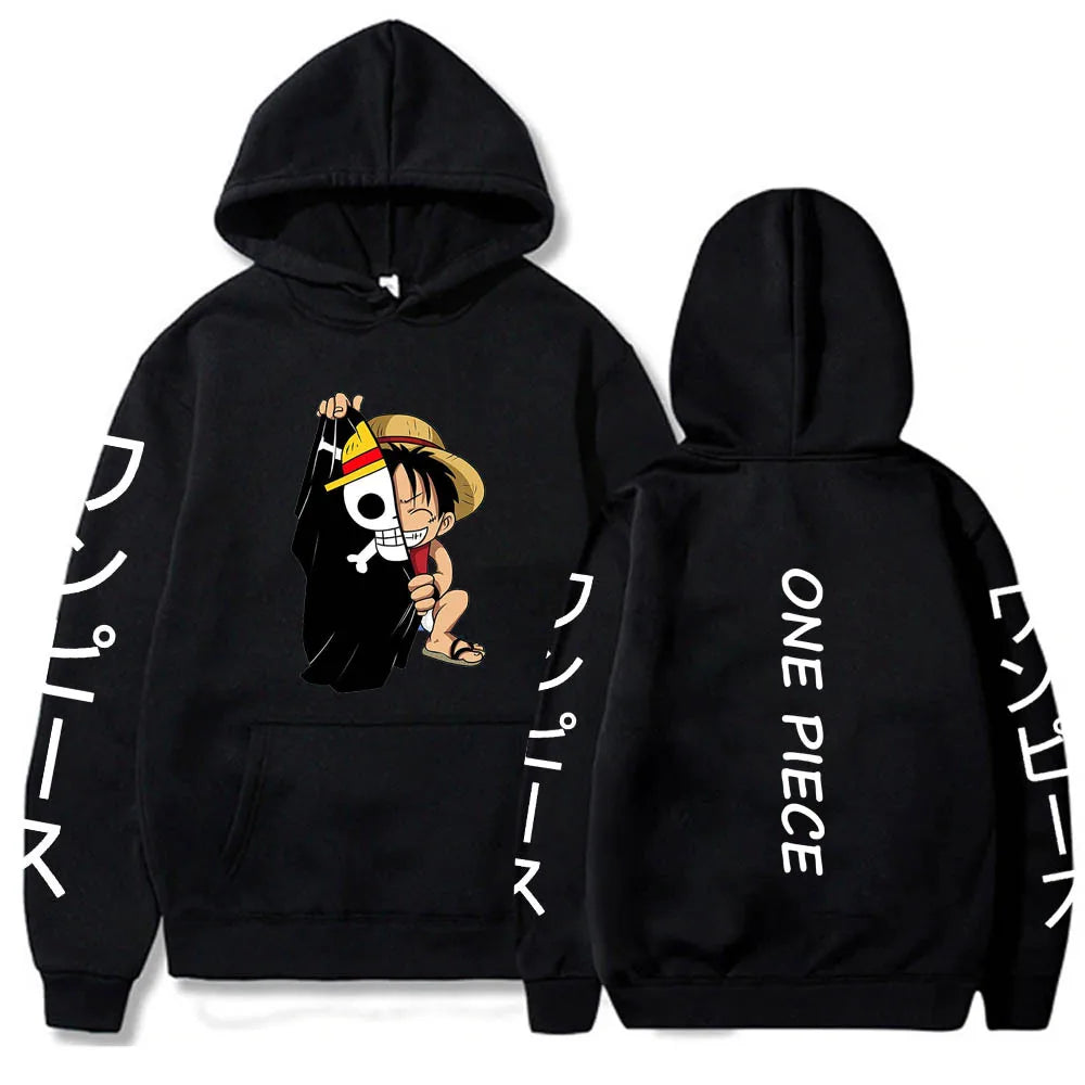 New One Piece One Piece Luffy Print Hoodie Unisex Sweater Plus Fleece