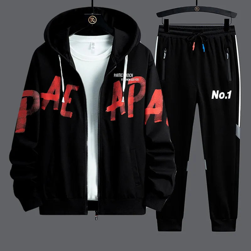 2024 Spring Men Hoodie Tracksuit 2 Piece Streetwear