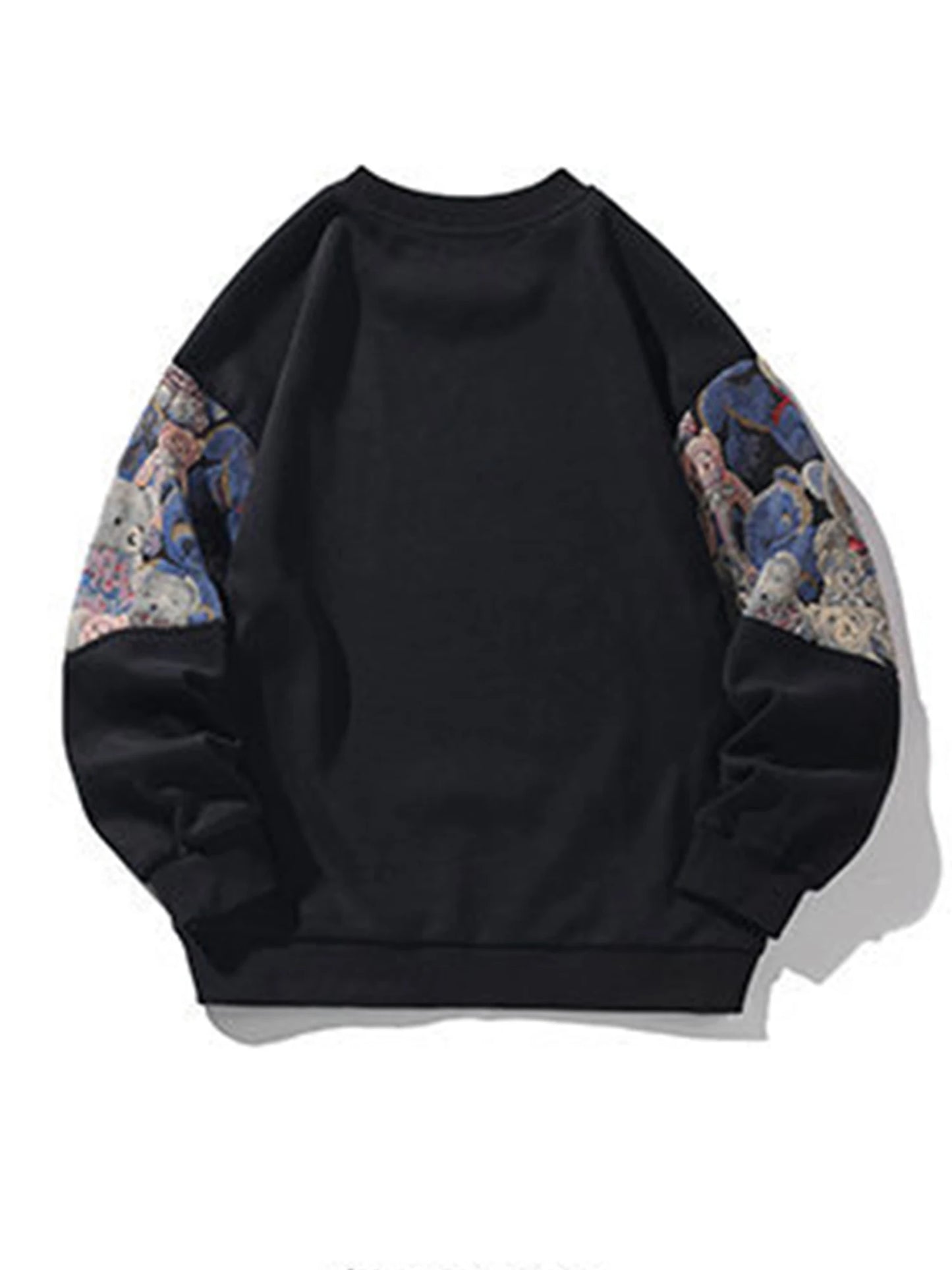 Men s Loose Pullover Long Sleeve Crewneck Bear Embroidery Sweatshirt