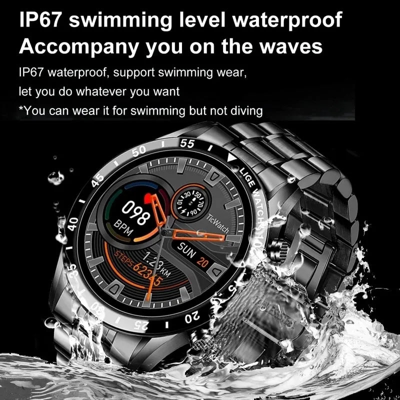 SmartWatch Men Full Circle Touch Screen Bluetooth Call Waterproof Sport