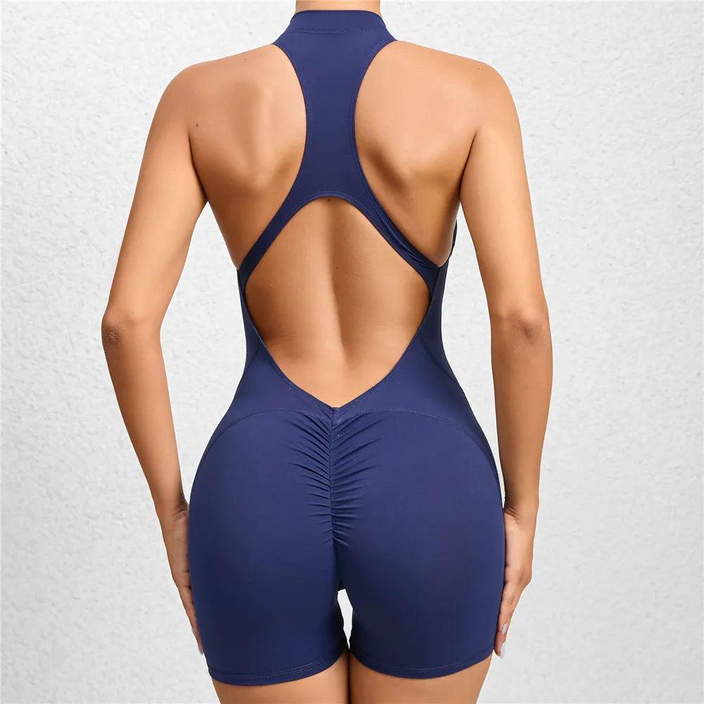 Women Tracksuit Yoga Set Jumpsuit Workout Scrunch Legging Rompers