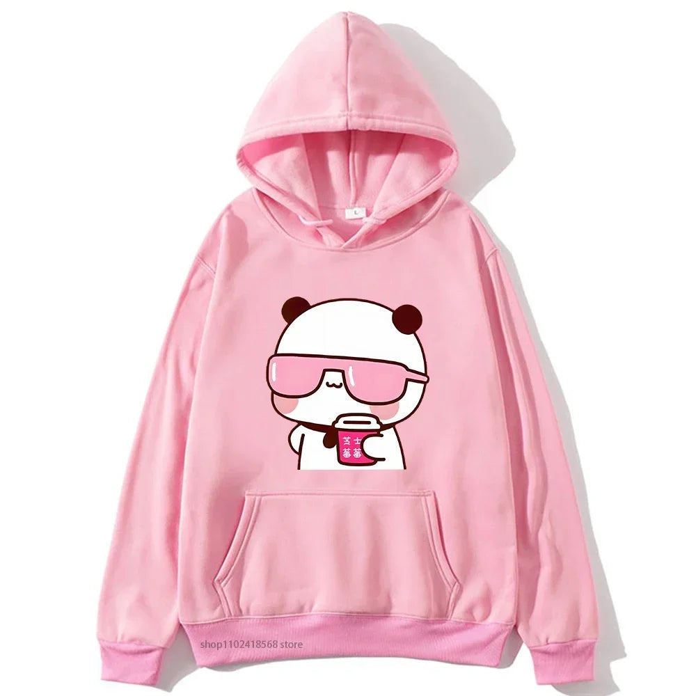 Couple Hoodies Bubu Watching Movie With Dudu Cartoon Kawaii Pullover