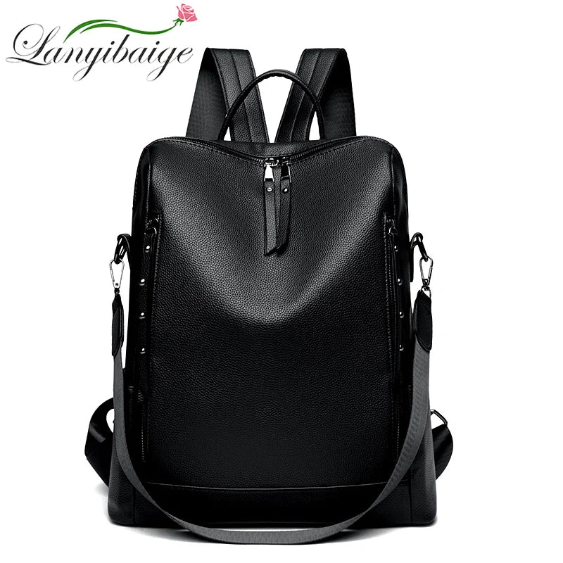 Genuine Brand Women Leather Backpack High Quality Bookbag