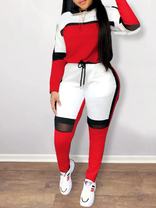 Plus Size Women Two Piece Tracksuit Pants Set Conventional Collar