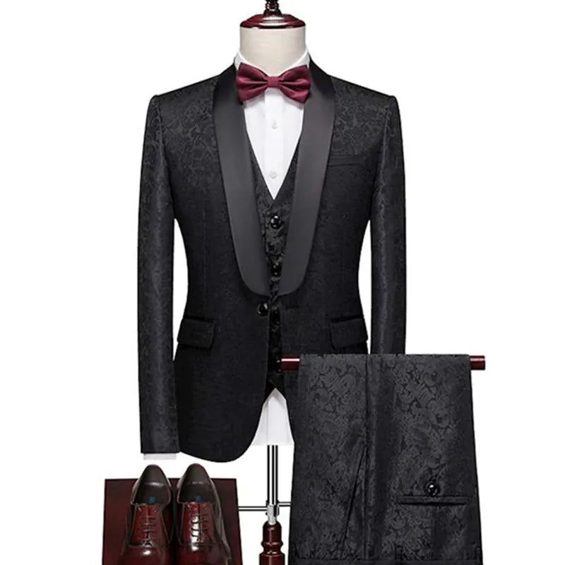 New Men's Casual Business Boutique Suit Three Piece Set Weddings and Parties