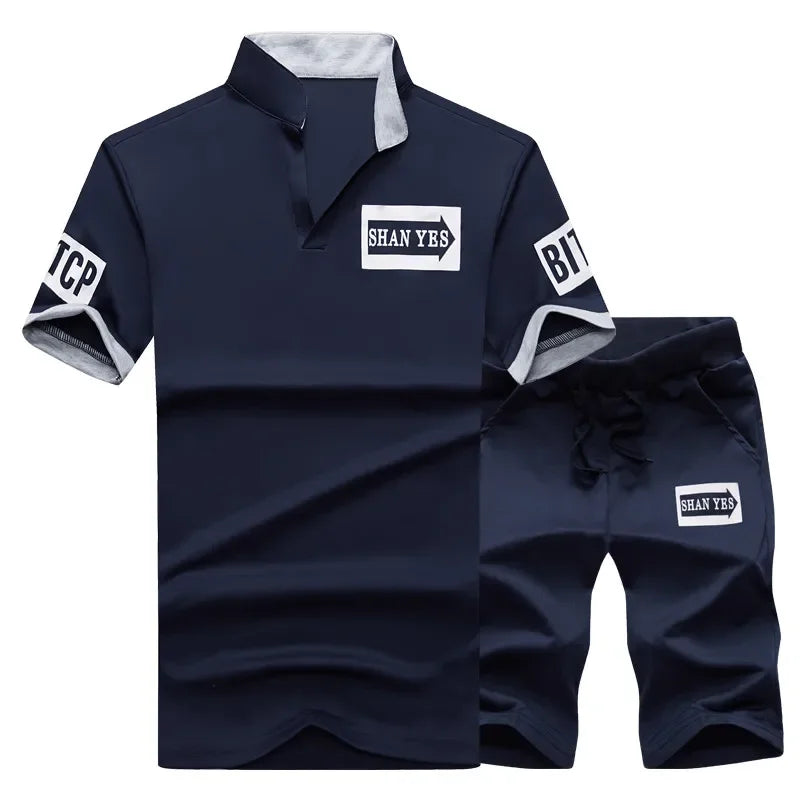 Men Tracksuit Zip Up clothing 2 Pieces Sets