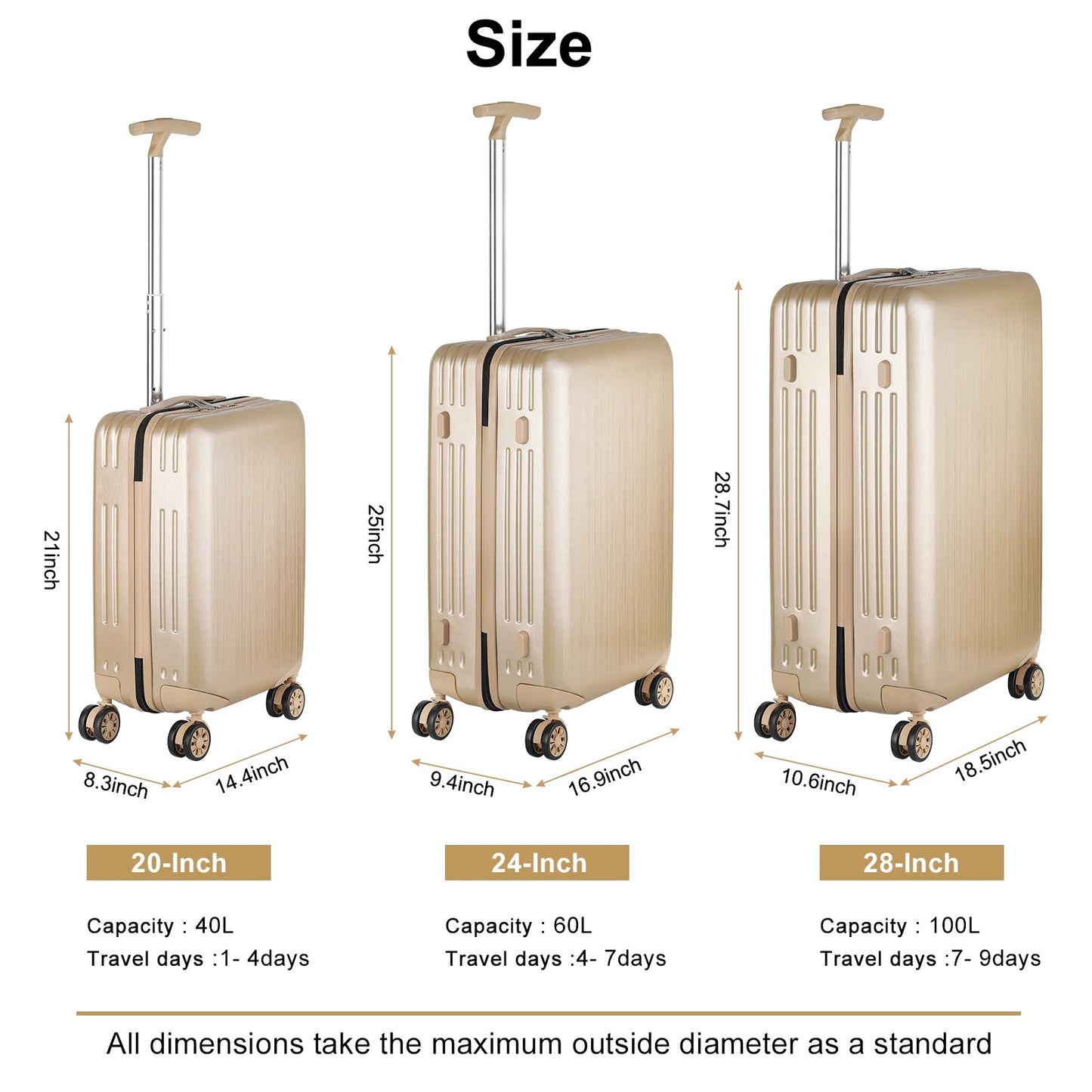 Trolley Case 3 Sets Business Travel Luggage Free Check-in