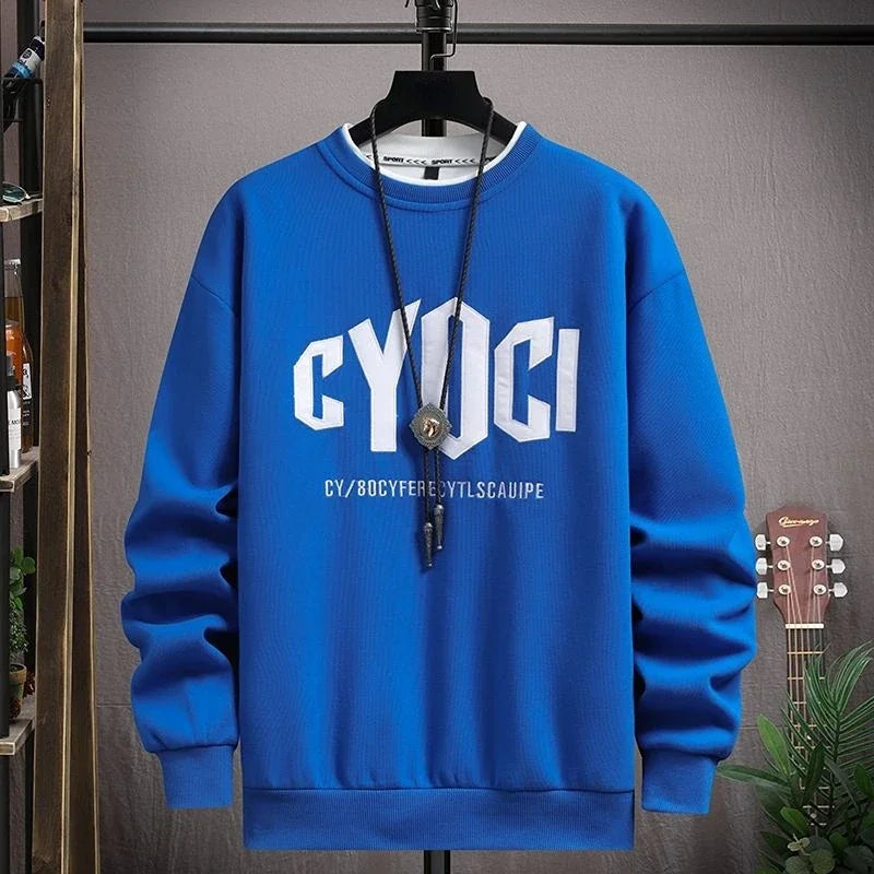 Plain Male Crew Neck Sweat Shirt and pants Style One Sets Alphabet Tracksuit