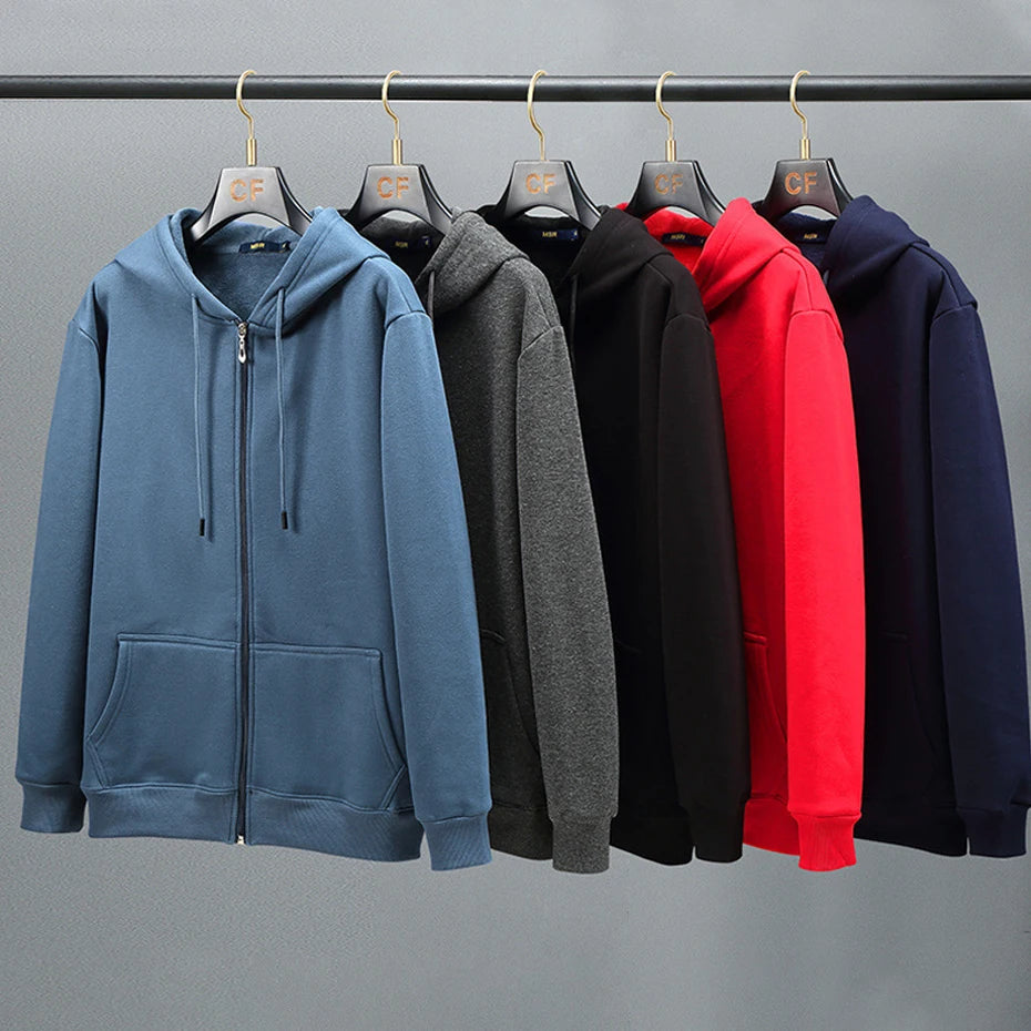 Plus Size Mens Hoodie Fleece Hoodies Solid Color Jacket