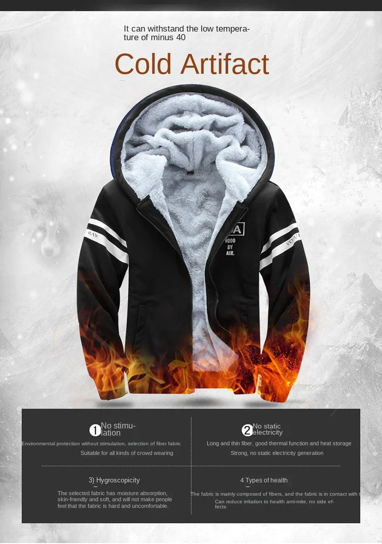 Men Winter Tracksuit Hoodies Casual Thick Fleece Jackets and Pants