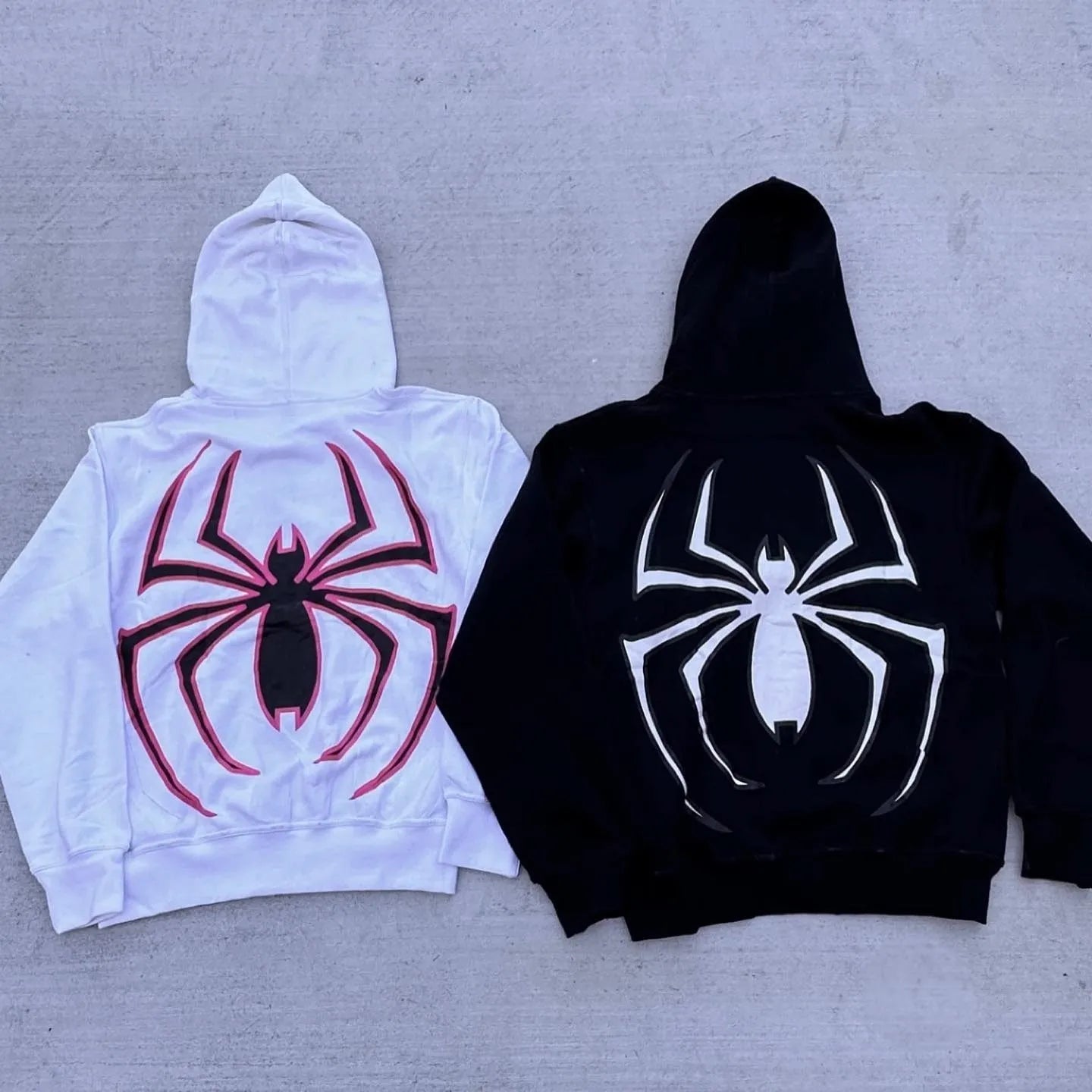 Y2k Unisex Spider Zip Up Hoodies Graphic Oversized  Harajuku