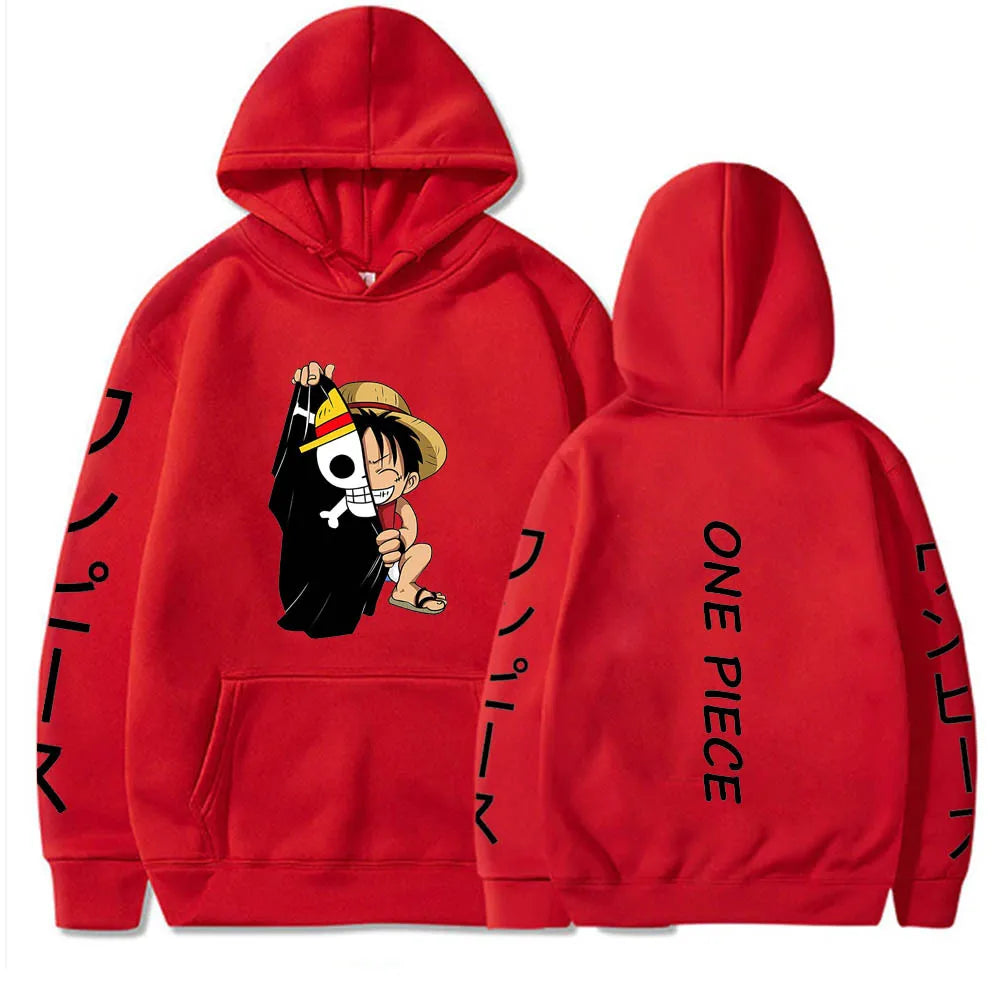 New One Piece One Piece Luffy Print Hoodie Unisex Sweater Plus Fleece