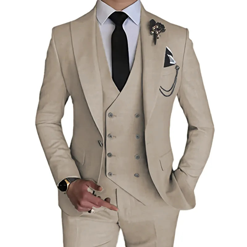 New Mens Business Solid Color 3 Pcs Set Dress Suite