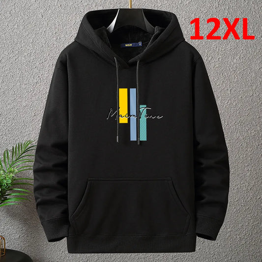 Thick Fleece Hoodie Men Plus sizes Printed Pullover