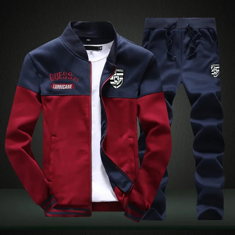 Men Tracksuit Zip Up clothing 2 Pieces Sets