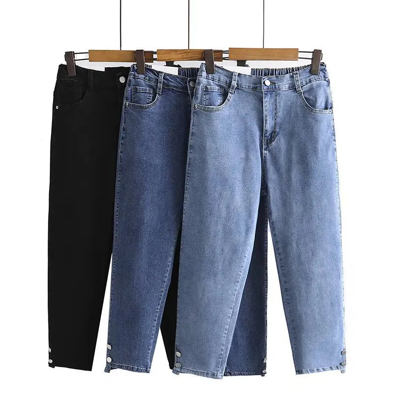 Spring Autumn Women Drainpipe Jeans Plus Size Denim