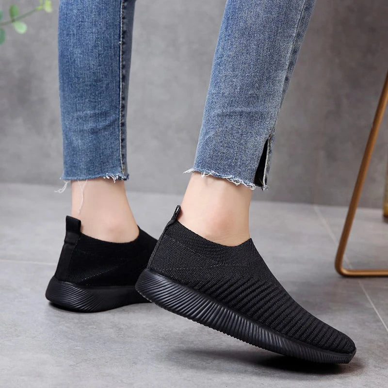 VIP Knitted Sneakers for Women Slip on Breathable Mesh Casual