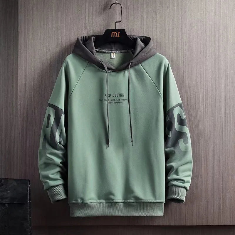 Mens Hoodie Green Loose Sweatshirt Fleeced Pastel Color High Quality Streetwear