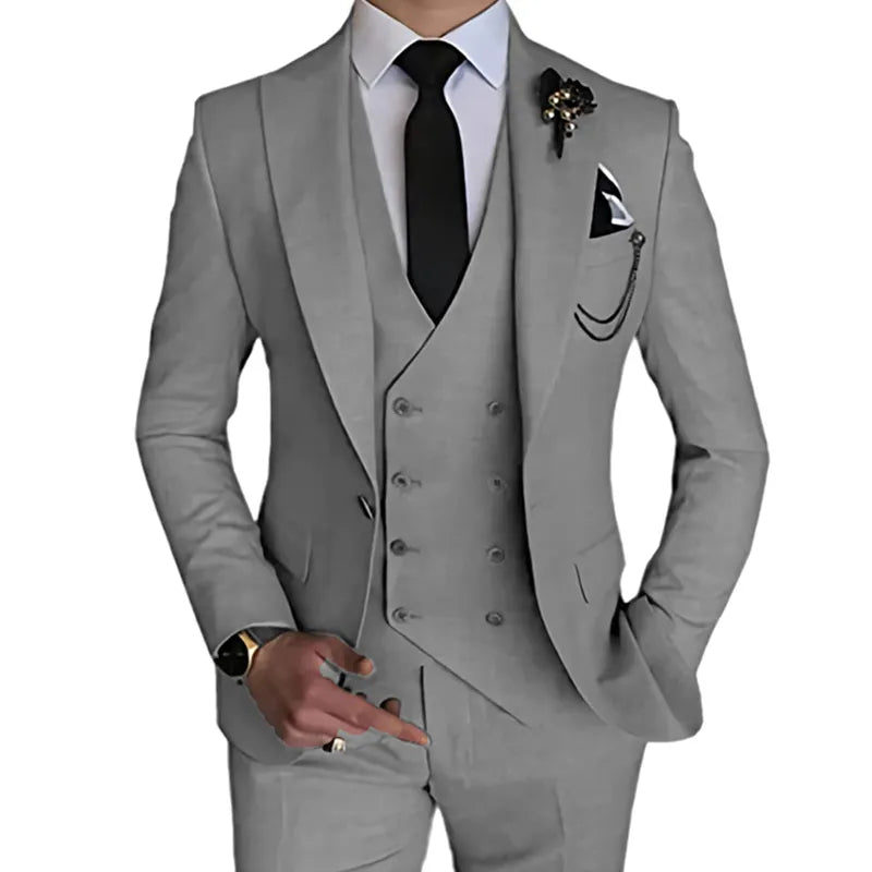 New Mens Business Solid Color 3 Pcs Set Dress Suite